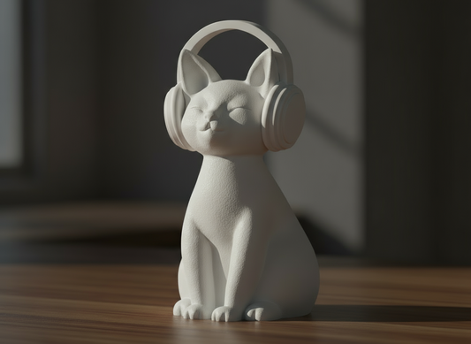 Groove Cat Sculpture - Cat Wearing Headphones