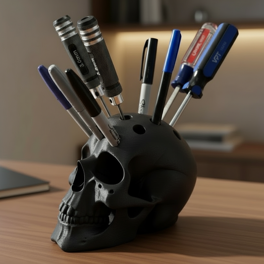 Human Skull Pen Holder