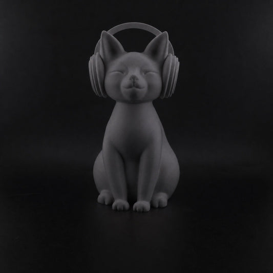 Groove Cat Sculpture - Cat Wearing Headphones