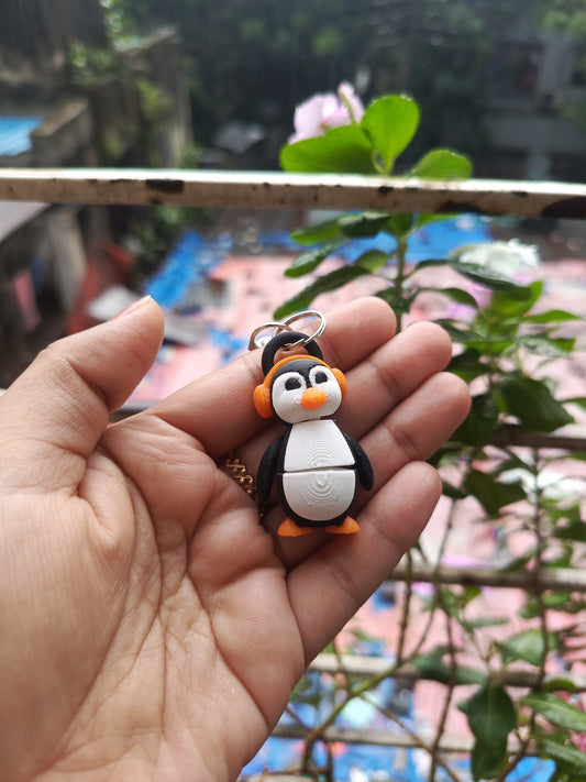 Music lover penguin keychain