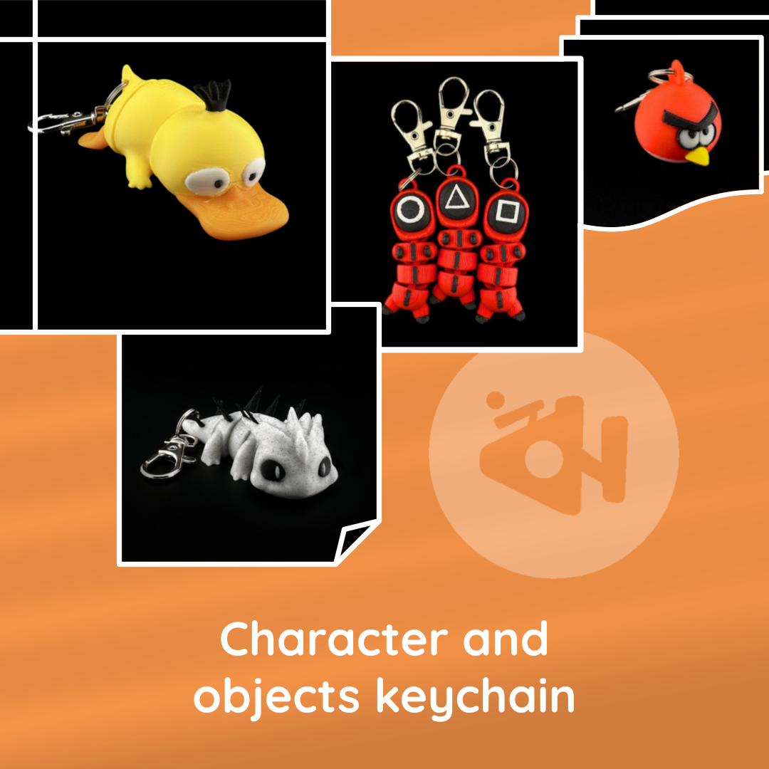 Character and objects keychain