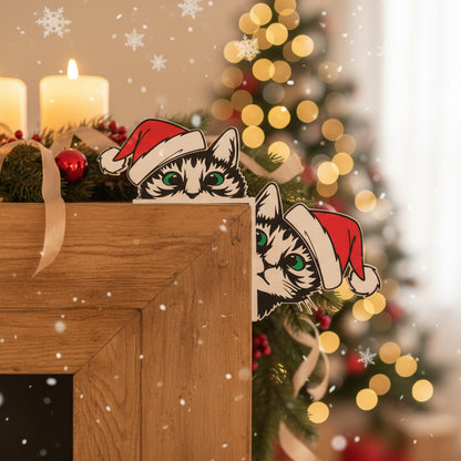 Peeking Cats Christmas Door Decoration
