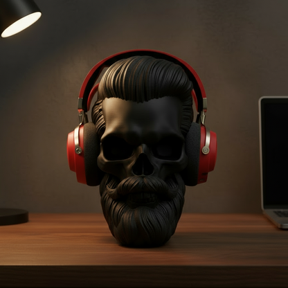 Headphone Stand Gamer Hair - Beard Skull Nº1