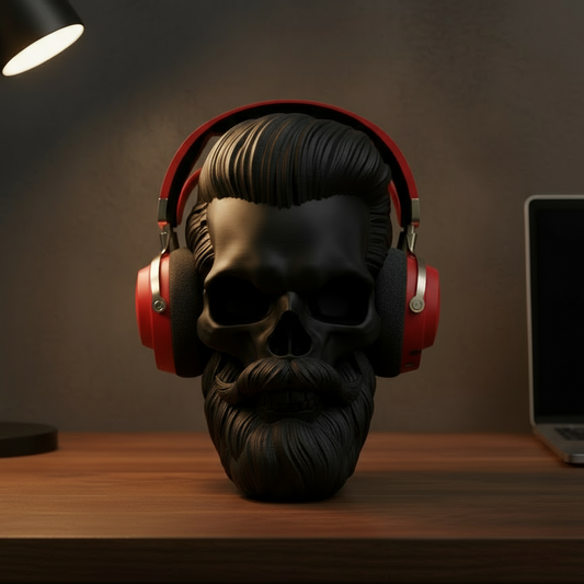 Headphone Stand Gamer Hair - Beard Skull Nº1