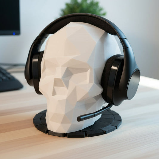 Headset / Headphone Stand Low Poly Skull Head