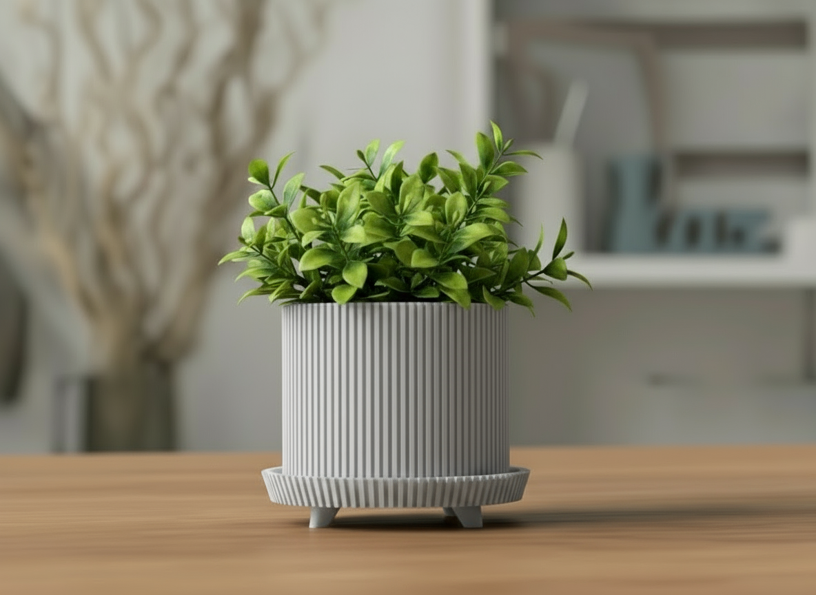 Ribbed Planter Pot with Legs