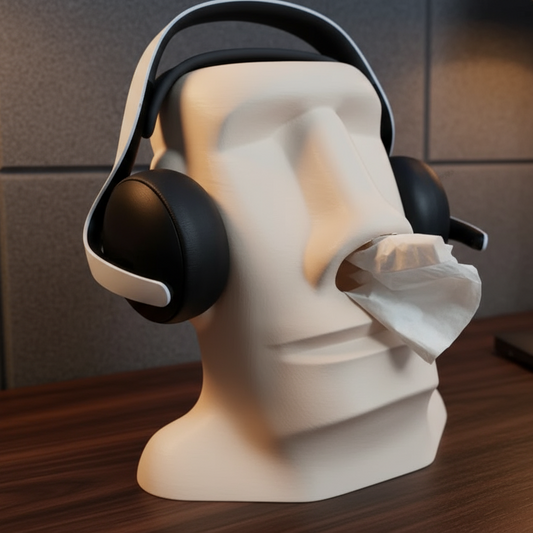 Moai Tissue Box and HeadPhone Holder - Supportless