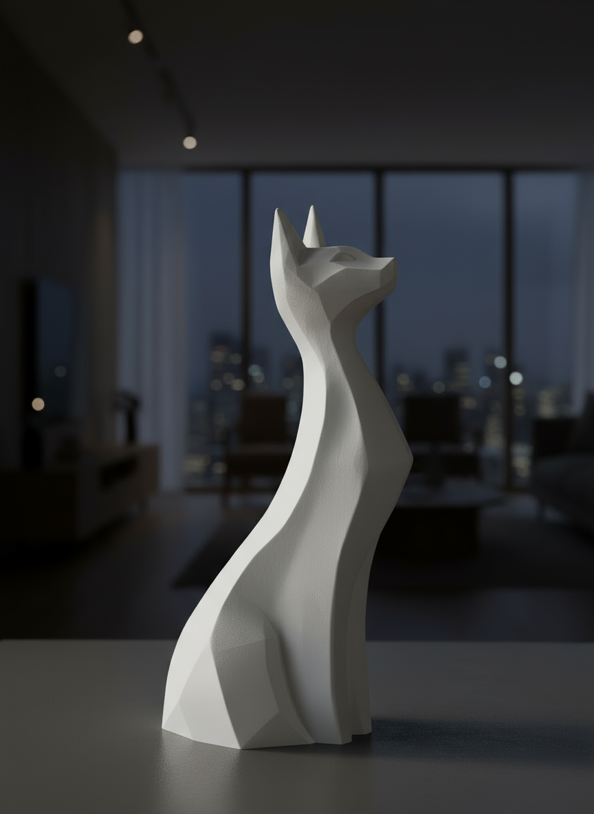 Graceful Cat Sculpture – Elegance and Mystery