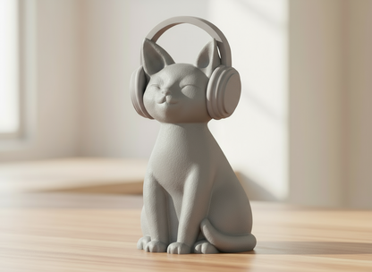 Groove Cat Sculpture - Cat Wearing Headphones