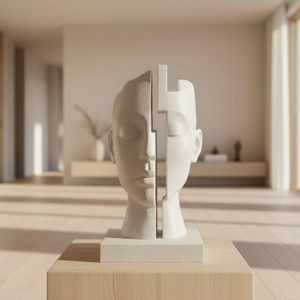 Mind Gap Abstract Face Sculpture - Modern Art