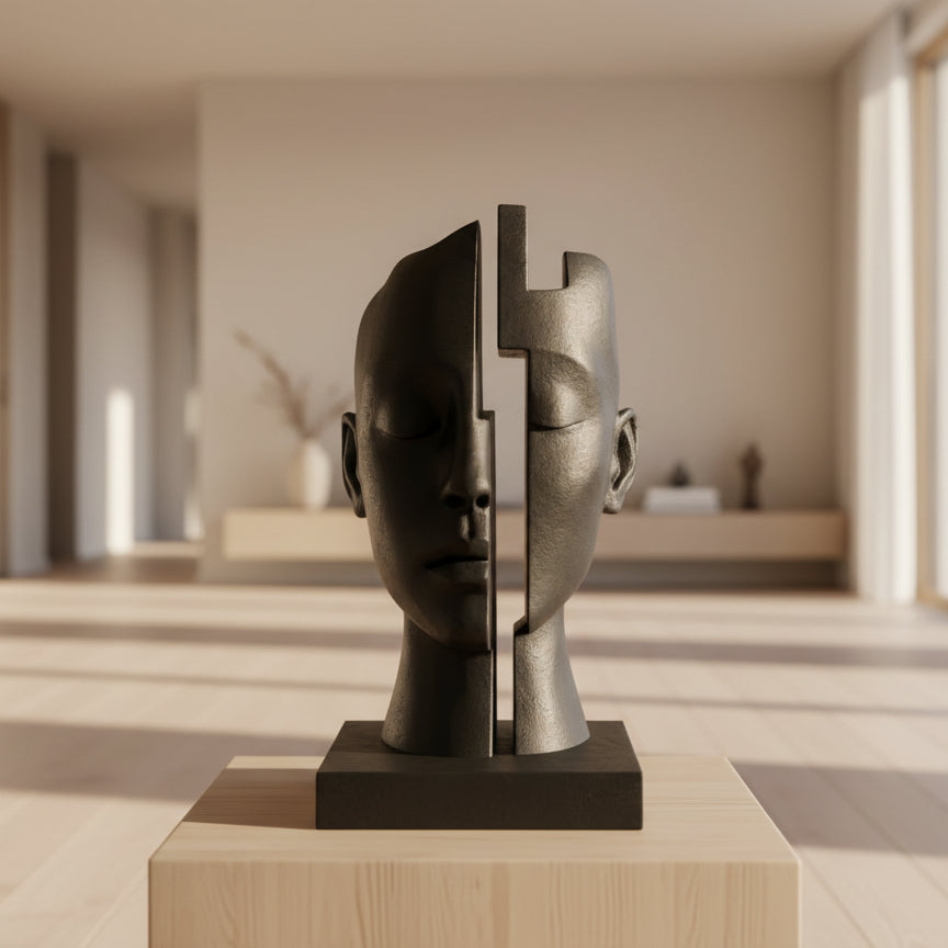 Mind Gap Abstract Face Sculpture - Modern Art