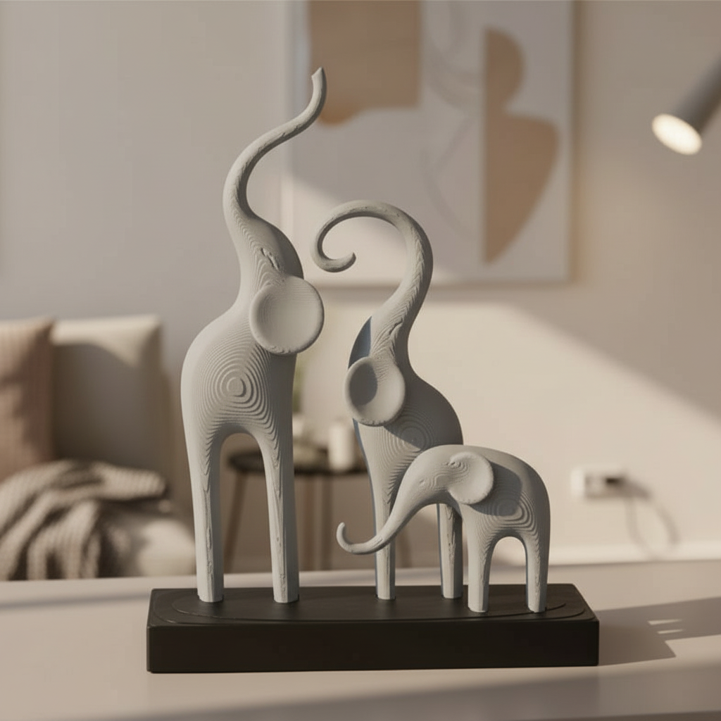 Minimalist Elephant Family Sculpture