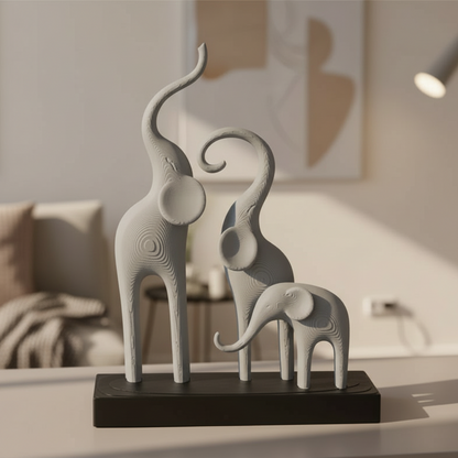 Minimalist Elephant Family Sculpture