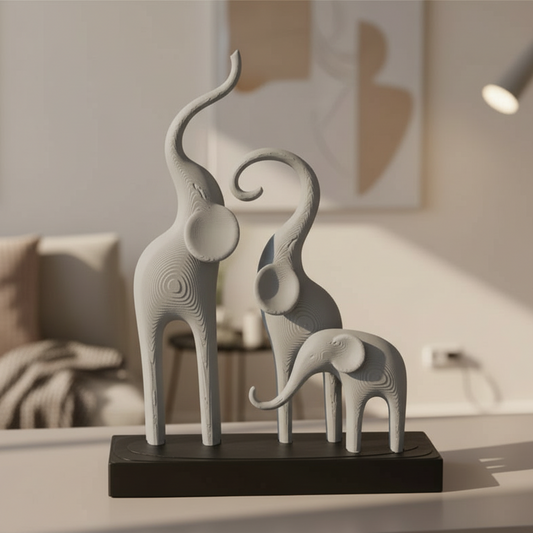 Minimalist Elephant Family Sculpture