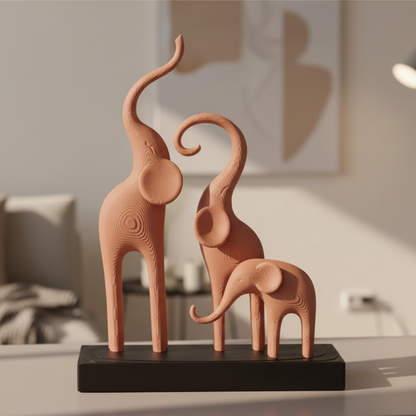 Minimalist Elephant Family Sculpture