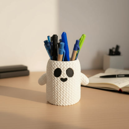 Cute Knitted Ghost Vase or Pencil Holder