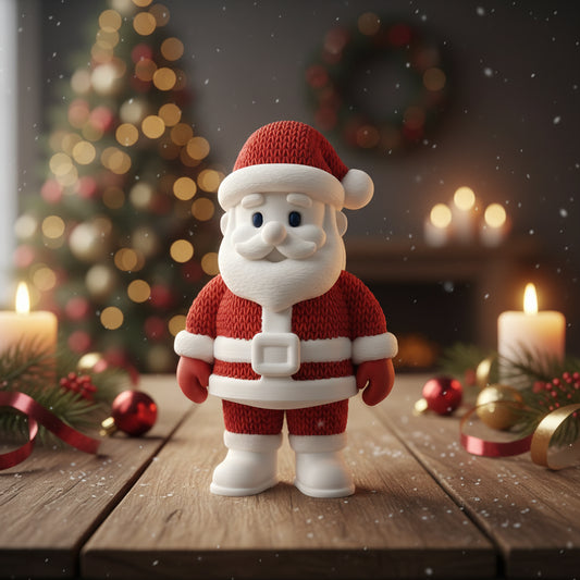 Santa with knitted outfit for Christmas