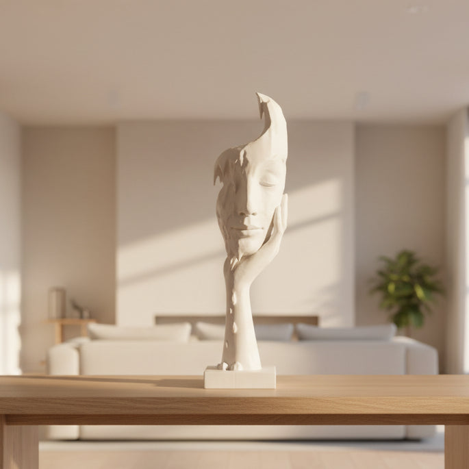 Surreal Melting Face Sculpture