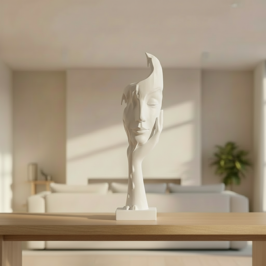 Surreal Melting Face Sculpture