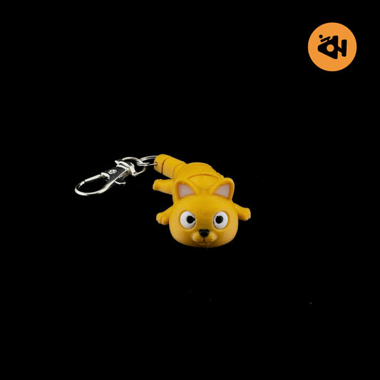 Cat, light gold keychain