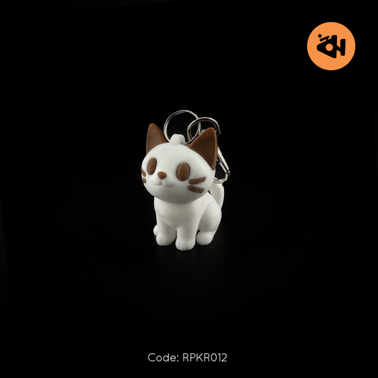 Cat, white keychain