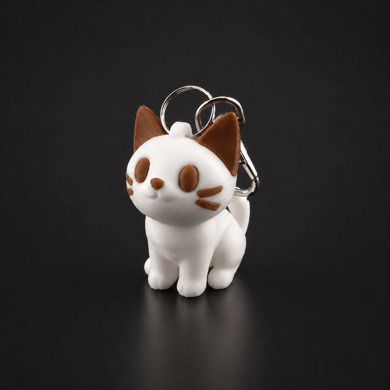 Cat, white keychain keychain