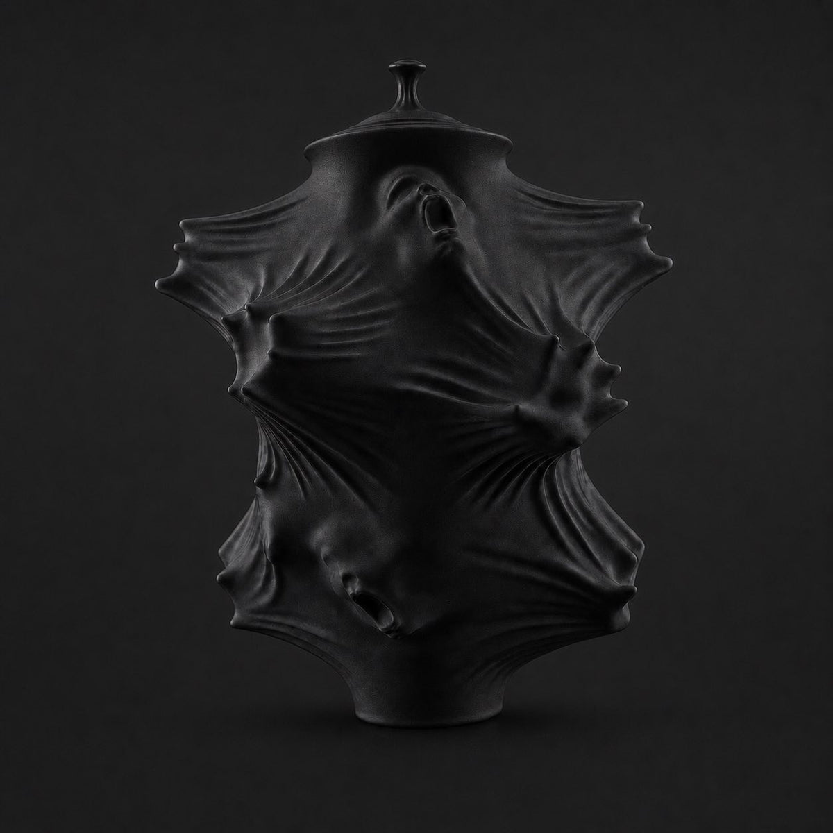 Draped Vase Sculpture in Black