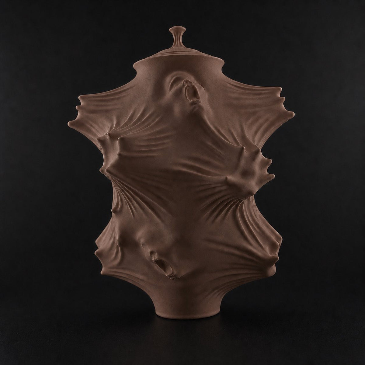 Draped Vase Sculpture in Cocoa Brown