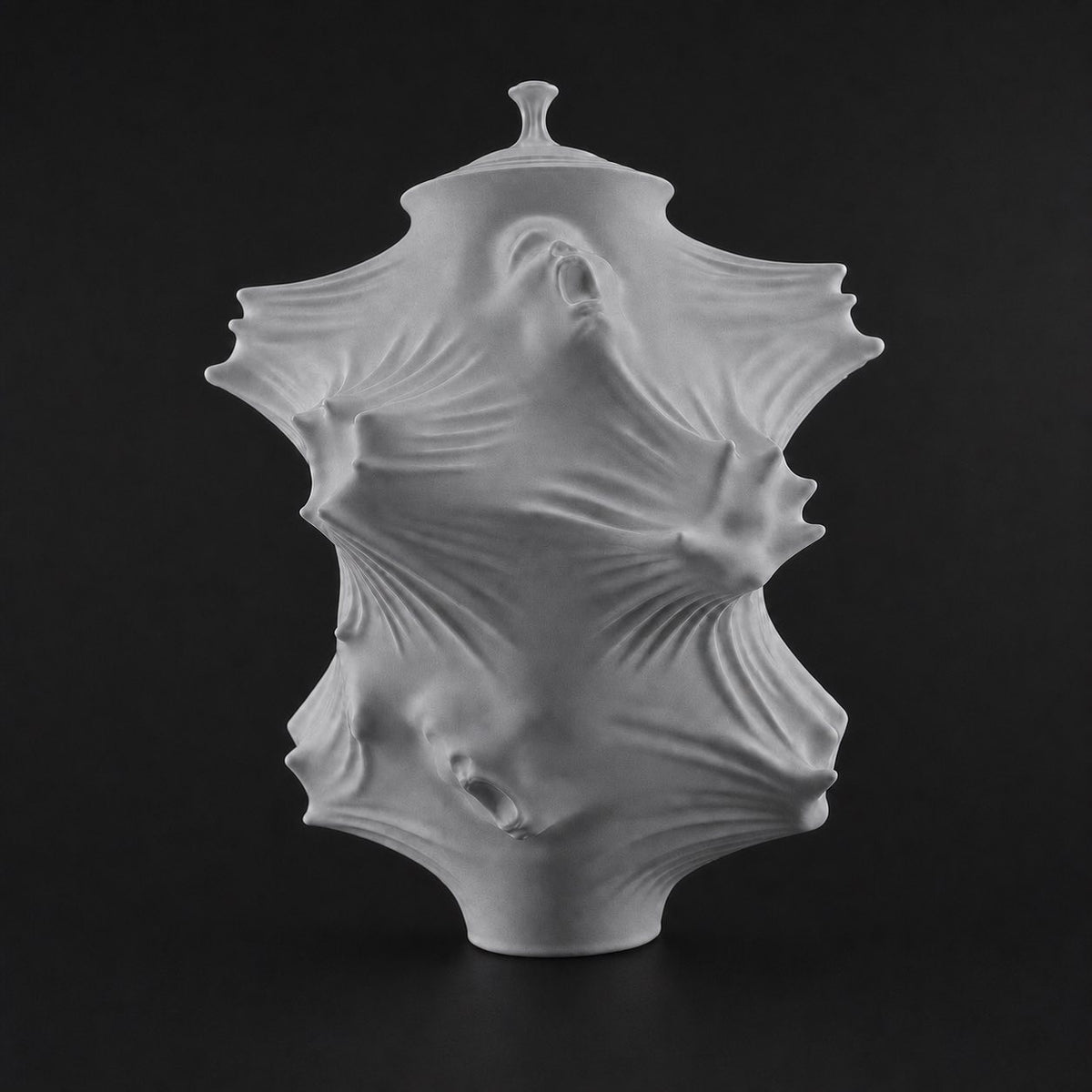 Draped Vase Sculpture in Gray