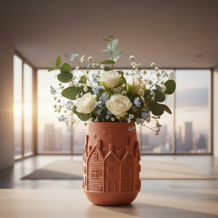 Festive Houses Vase  (Only vase)