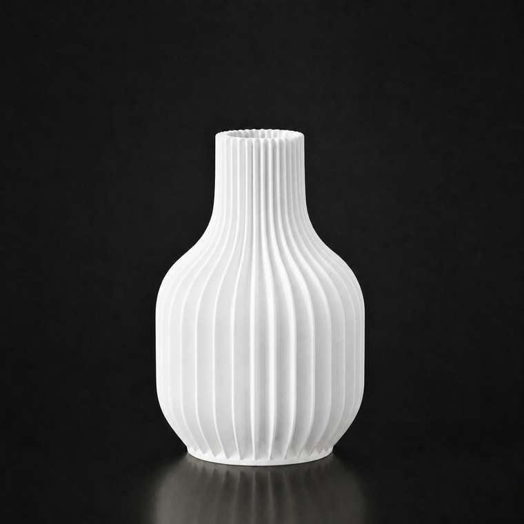 Minimal Ribwave Modern Vase  (Only vase) — White variant