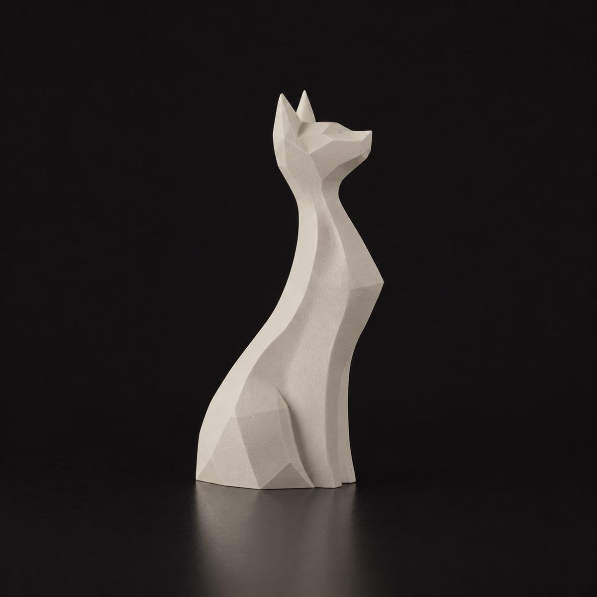Graceful Cat Sculpture – Elegance and Mystery — Bone White