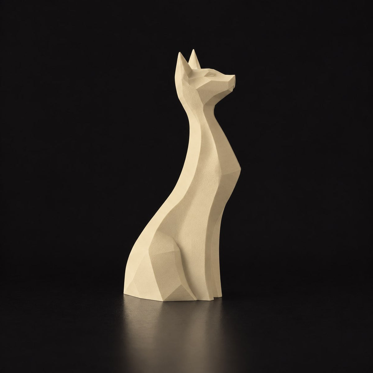Graceful Cat Sculpture – Elegance and Mystery — Desert Tan