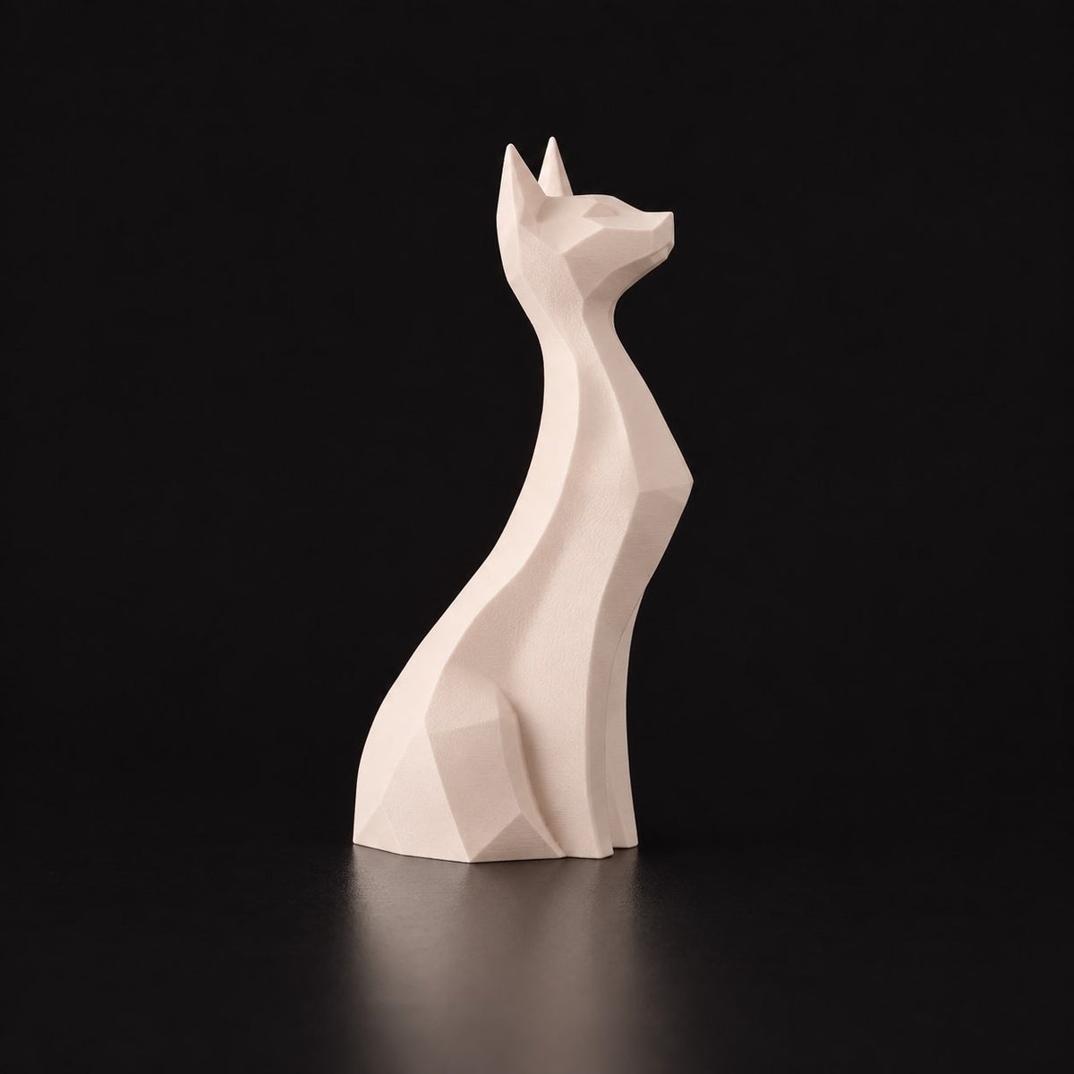 Graceful Cat Sculpture – Elegance and Mystery — Matte Beige