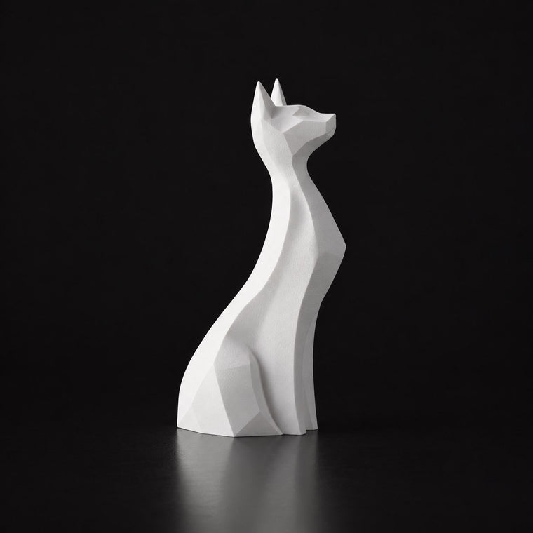 Graceful Cat Sculpture – Elegance and Mystery — White
