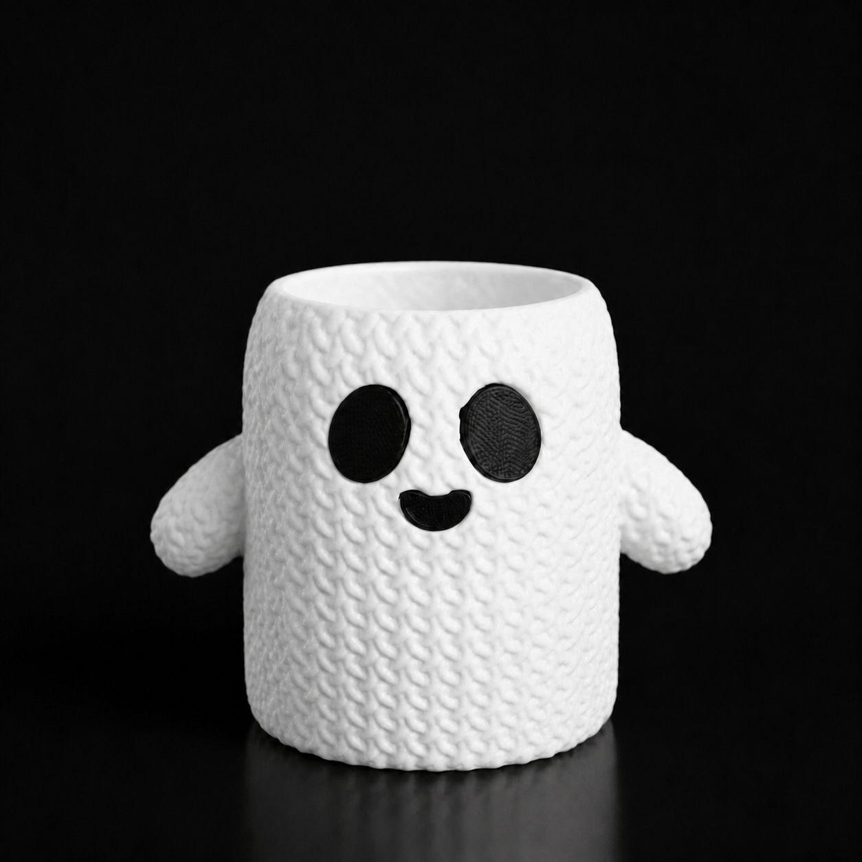 Cute Knitted Ghost Vase or Pencil Holder — White variant
