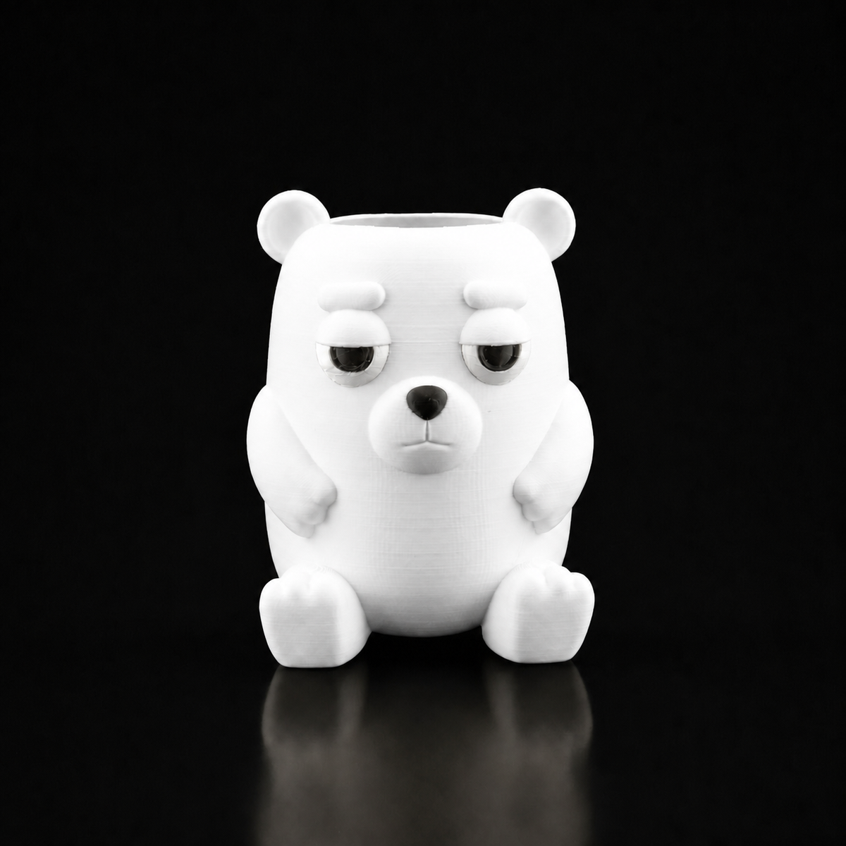 Grumpy Teddy Pen Holder — White variant