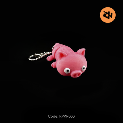 Pig with white eyes keychain