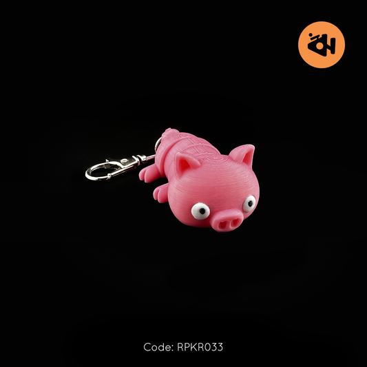 Pig with white eyes keychain