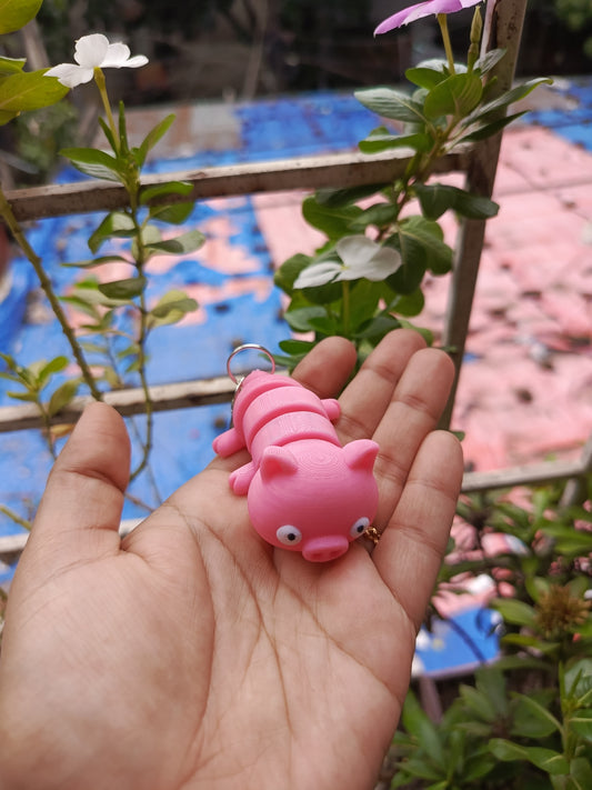 Pig with white eyes keychain