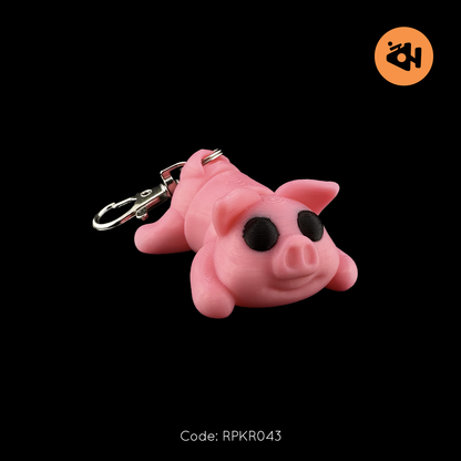 Pig with black eyes keychain