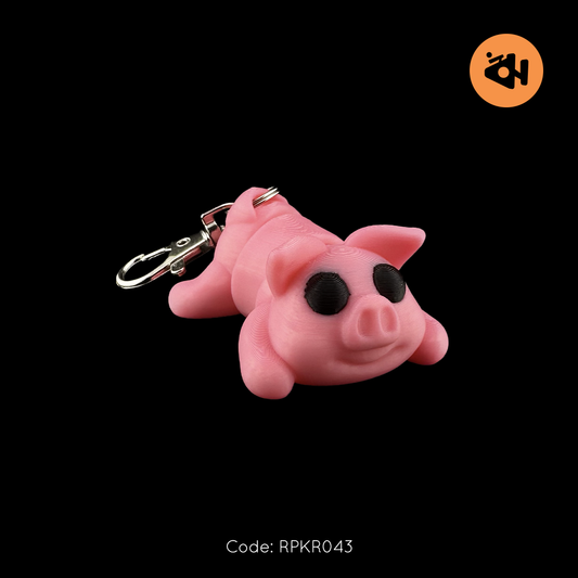 Pig with black eyes keychain