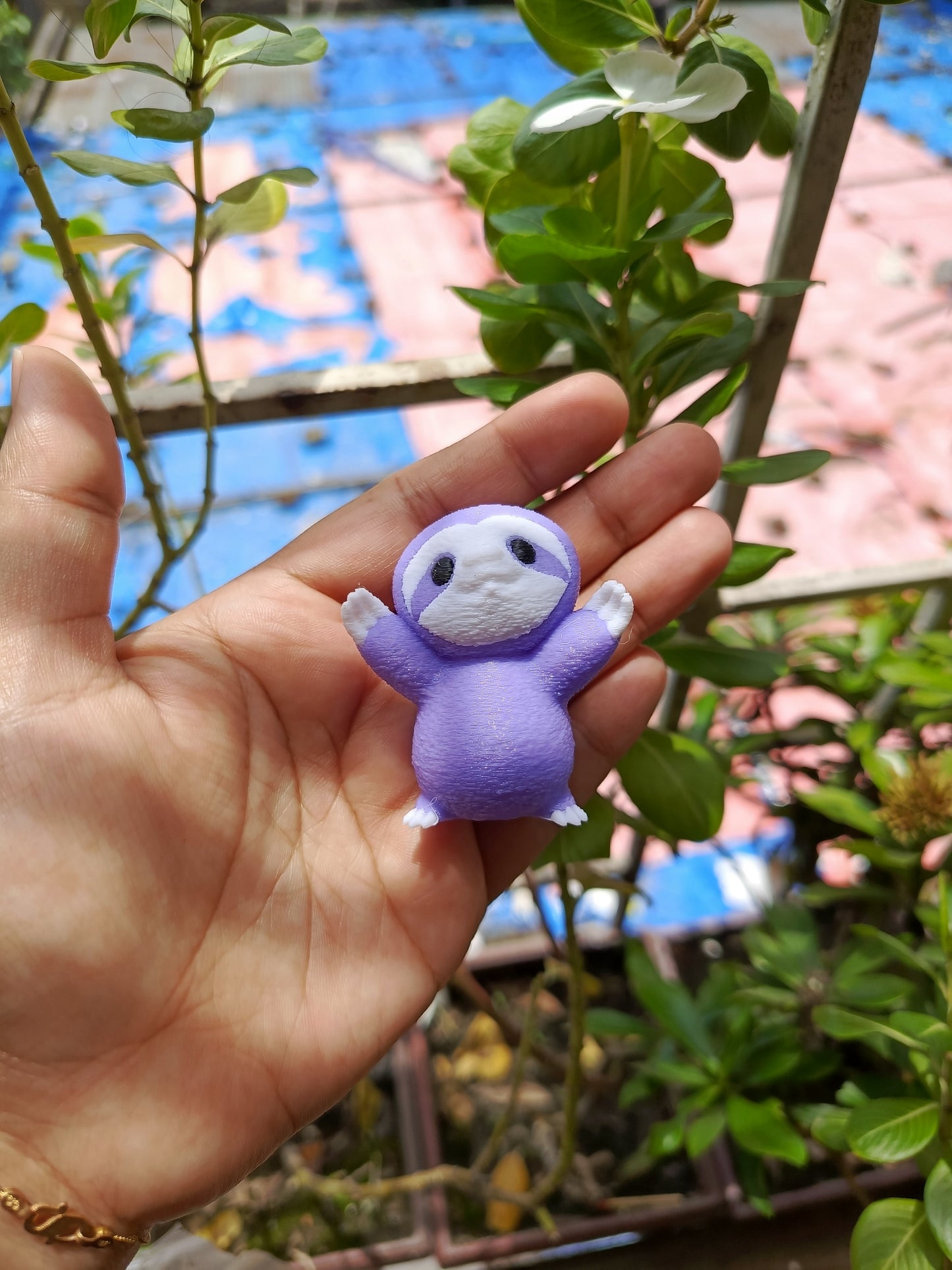Purple sloth keychain