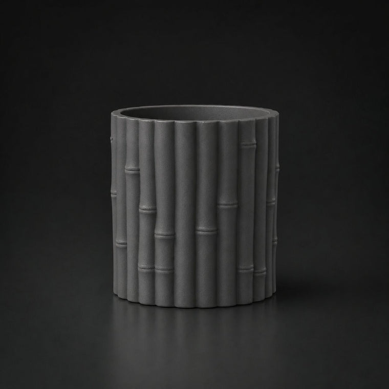 Bamboo Planter with Hidden Drip Tray Ashen Concrete