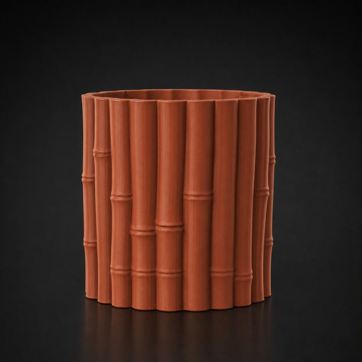 Bamboo Planter with Hidden Drip Tray Brown