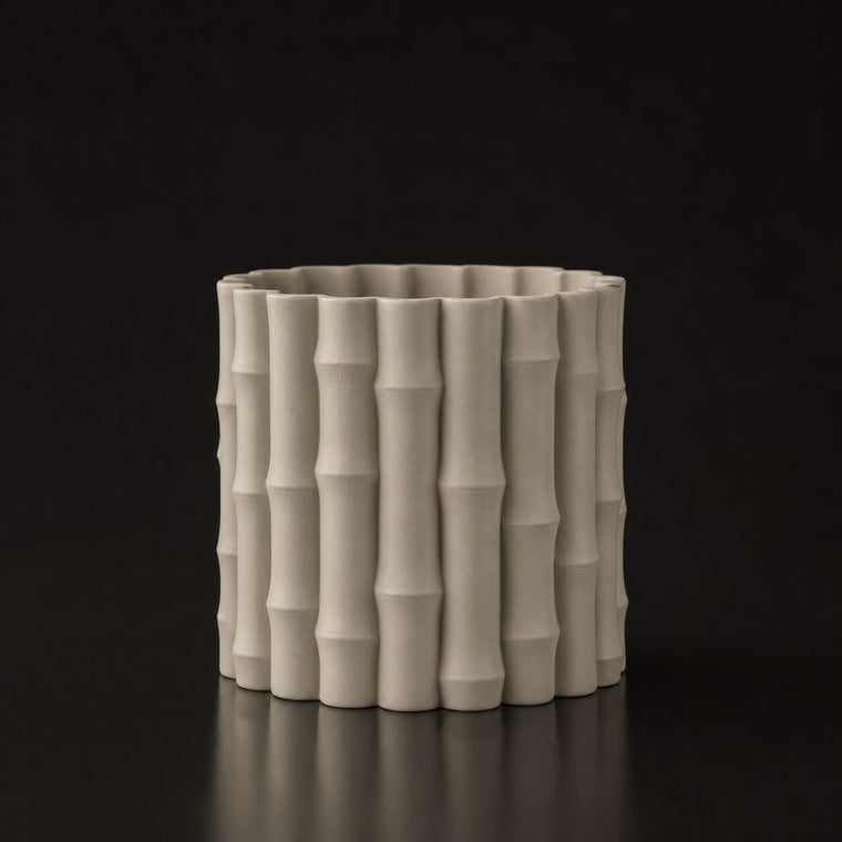Bamboo Shaped Planter Bone White