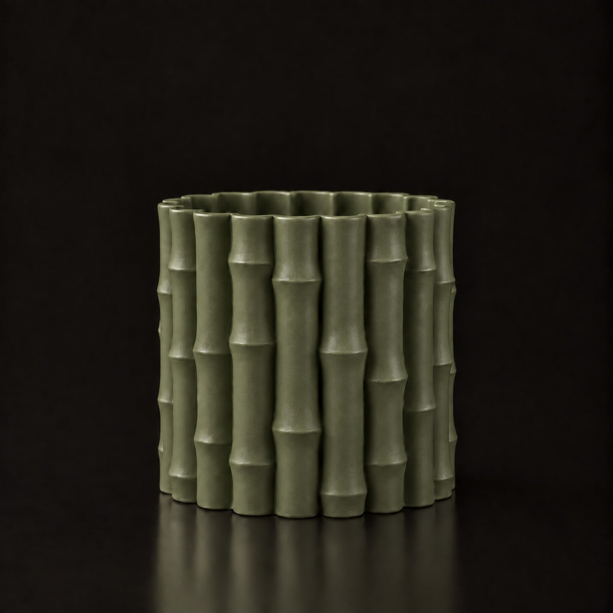 Bamboo Shaped Planter Dark Green