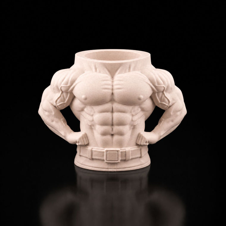 Bodybuilder Pen Holder in Matte Beige