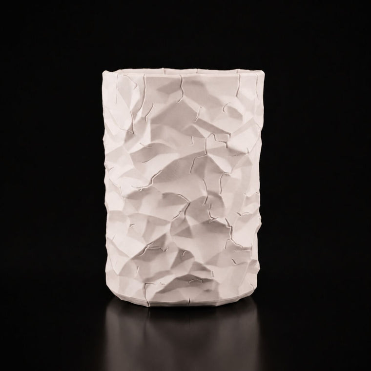 Crumbled Pen Holder in Matte Beige