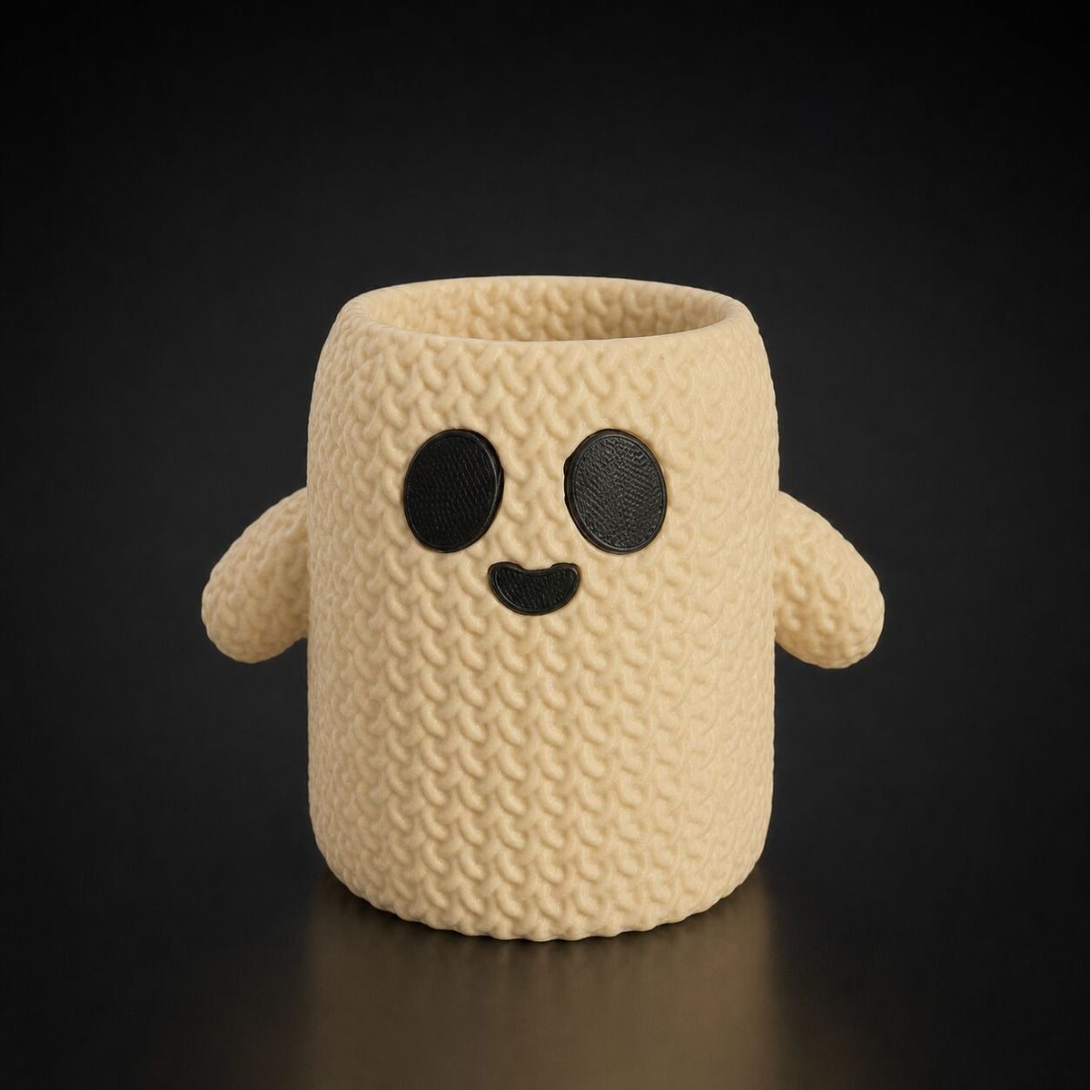Cute Knitted Ghost Vase or Pencil Holder in Desert Tan